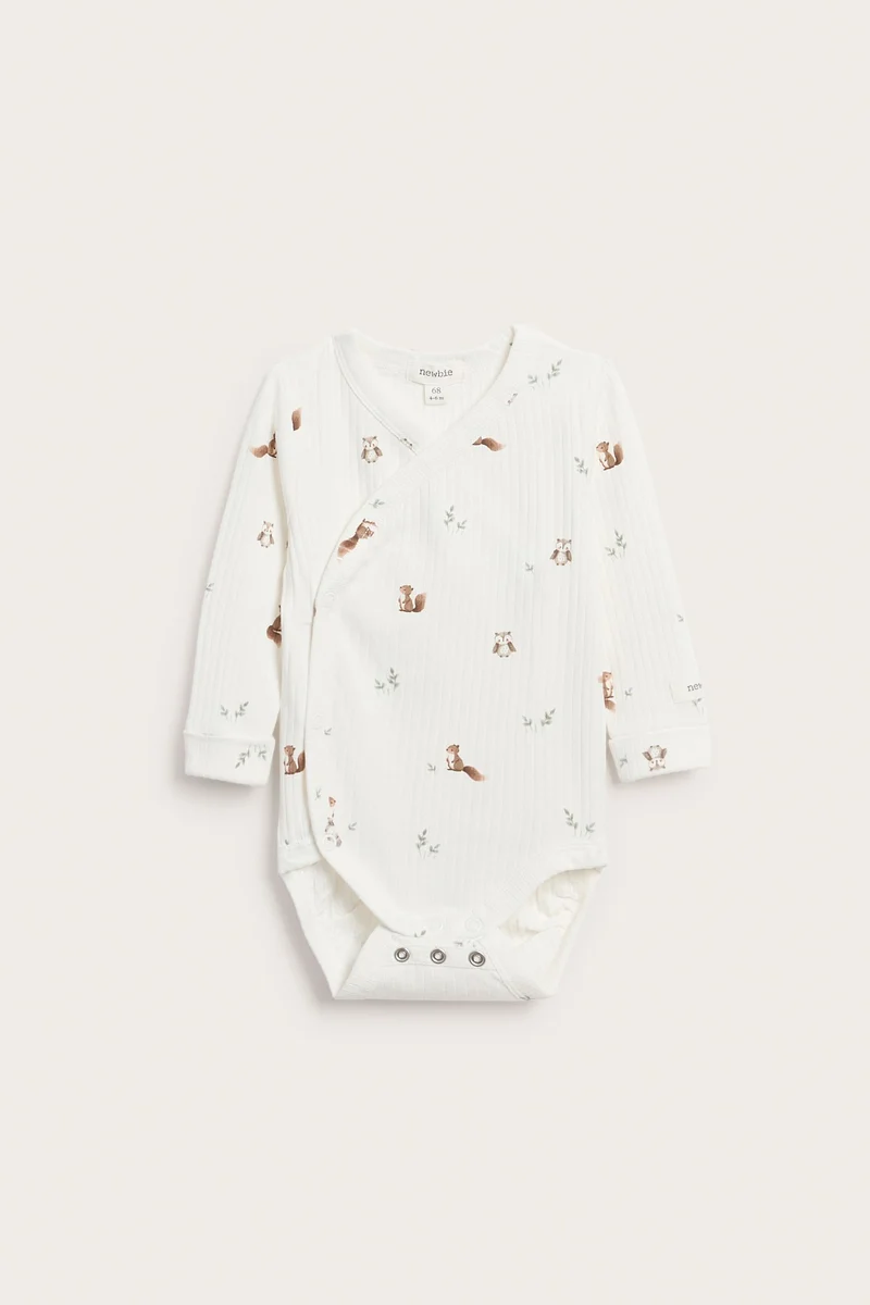 Baby white patterned ribbed bodysuit