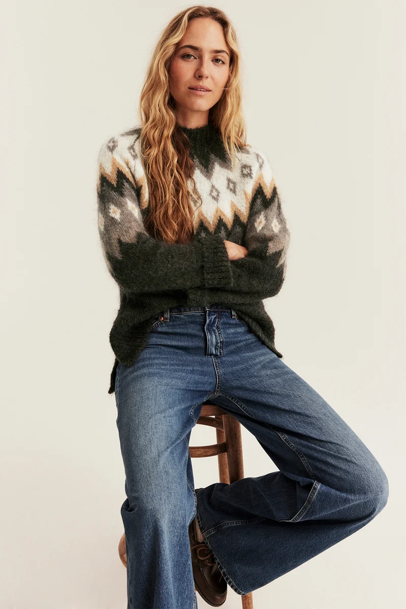 Women's mohair-blend knitted sweater