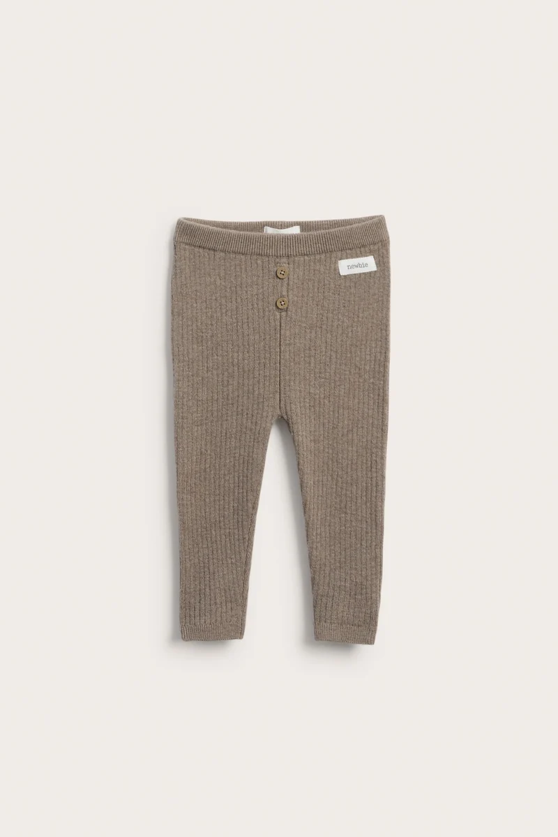 Baby brown fine-knit leggings in a wool blend