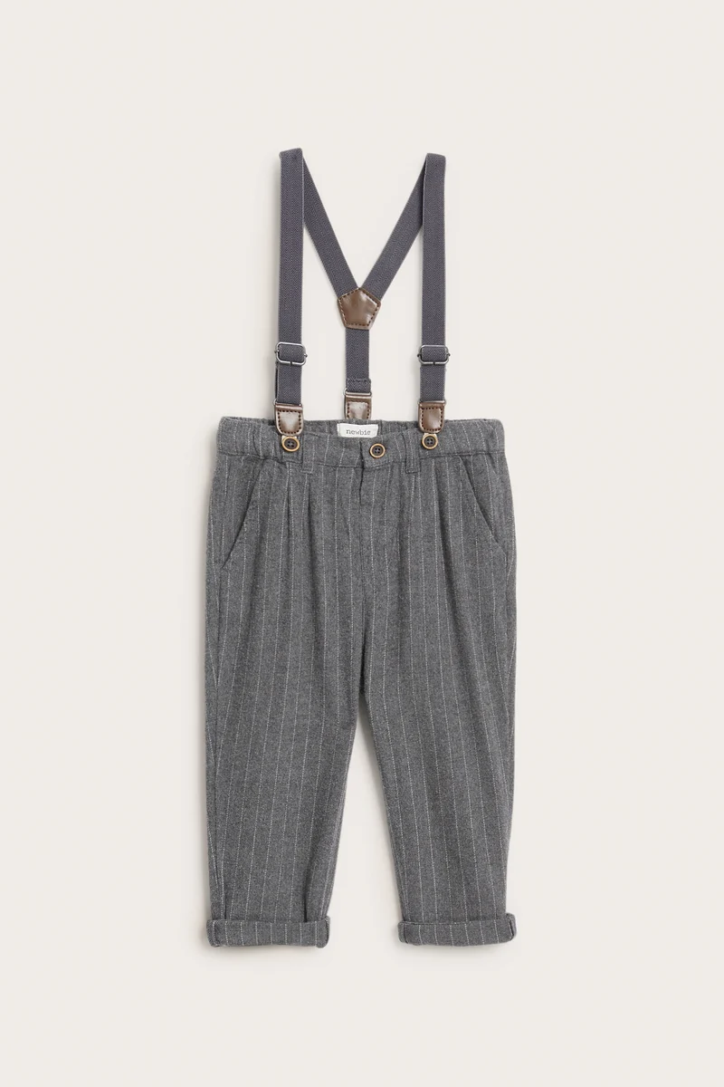 Baby grey woven pants with braces