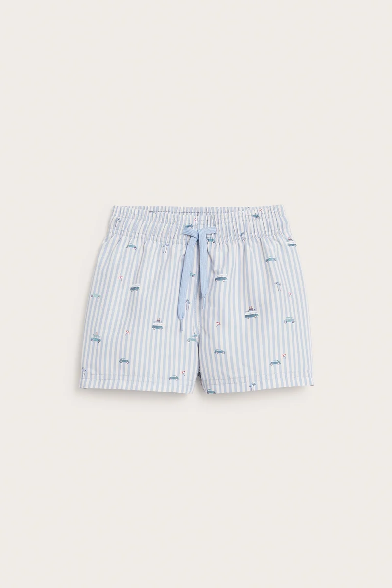 Kids blue car swim shorts