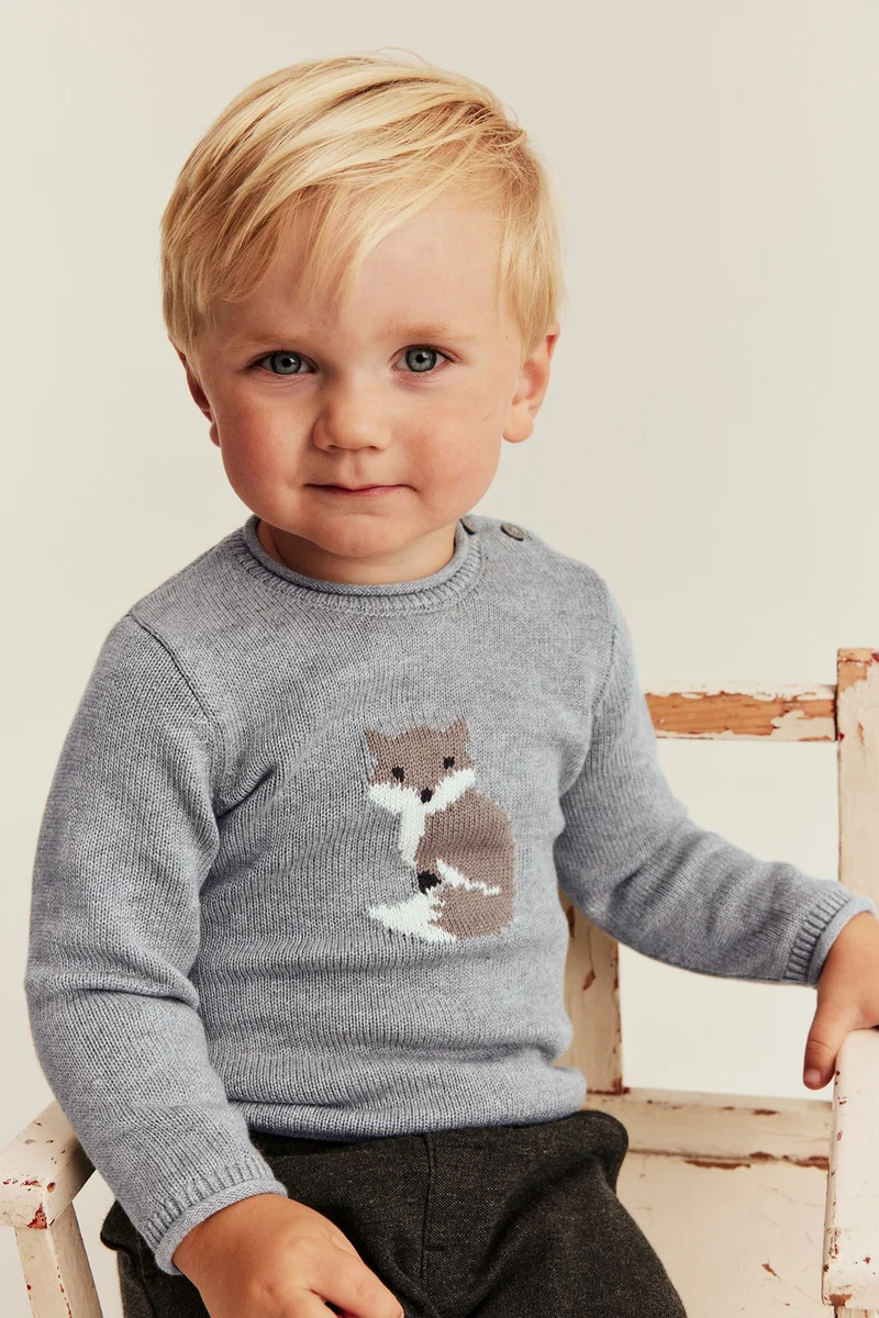 Baby grey fox knit jumper