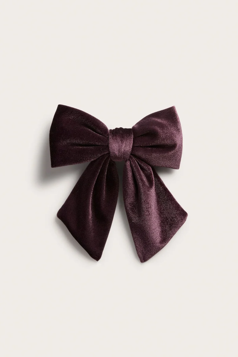 Kids purple hair slide with velvet bow