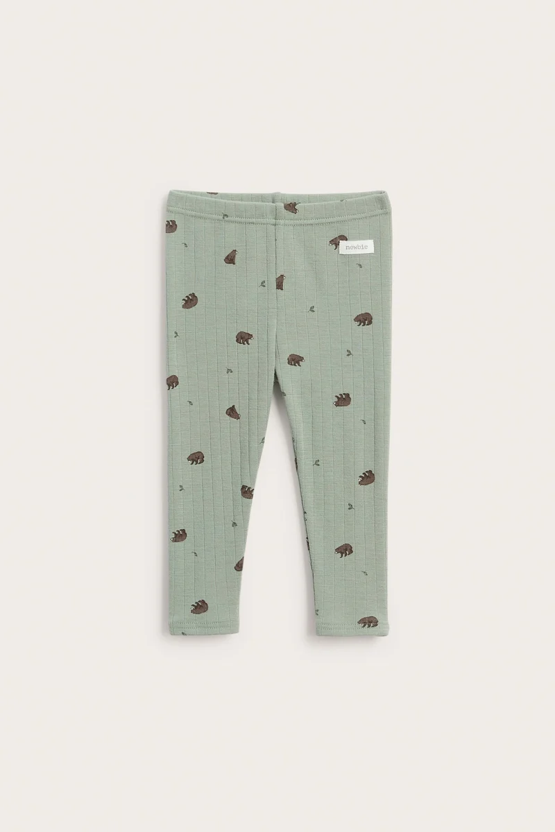 Baby green patterned wool leggings