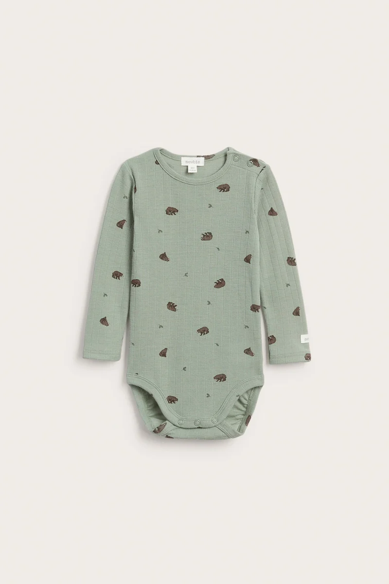 Baby green wool bodysuit