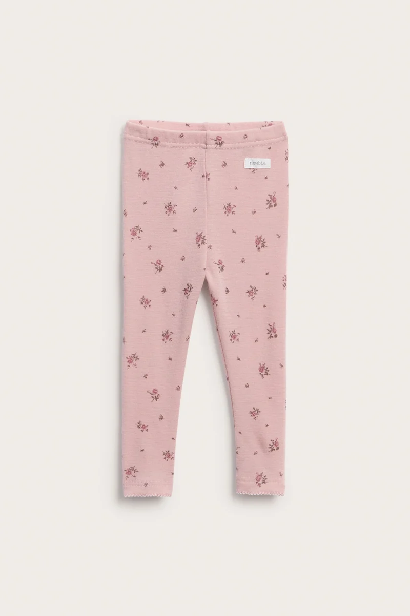 Baby pink floral wool leggings