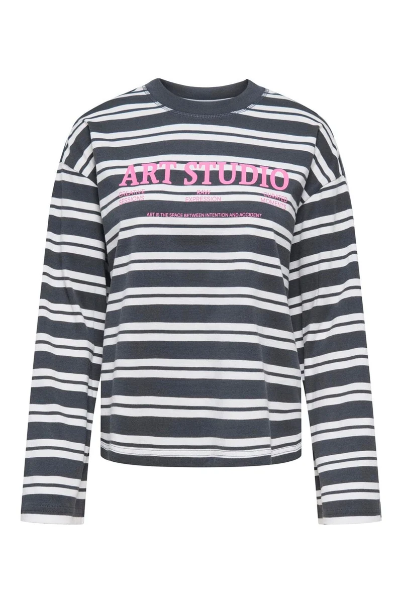 Only - Onlfreja L/S Stripe Top Cc - 5128181 Phantom Freja New Autumn (Cd) + Art Print
