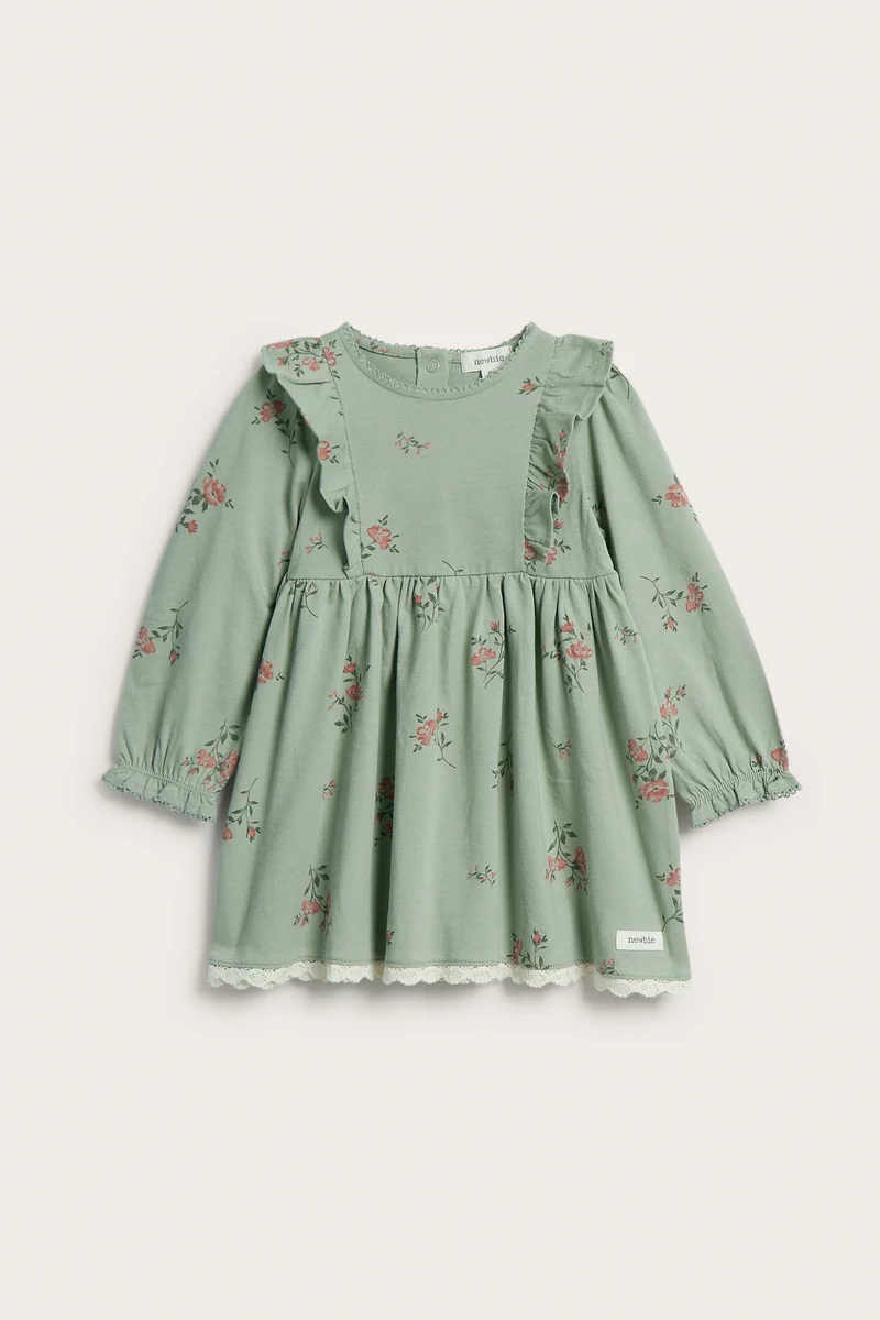 Baby green floral frilled dress