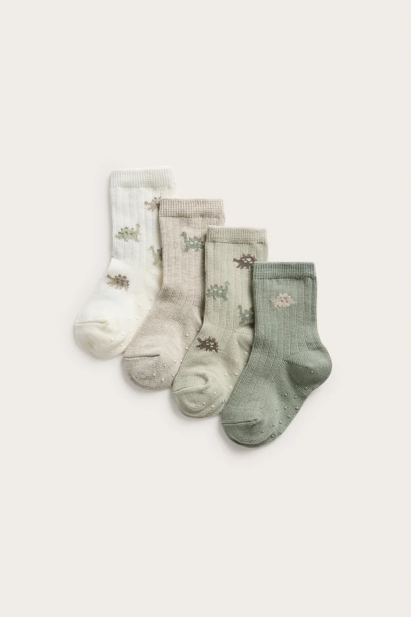 Baby dinosaur socks (4-pack)