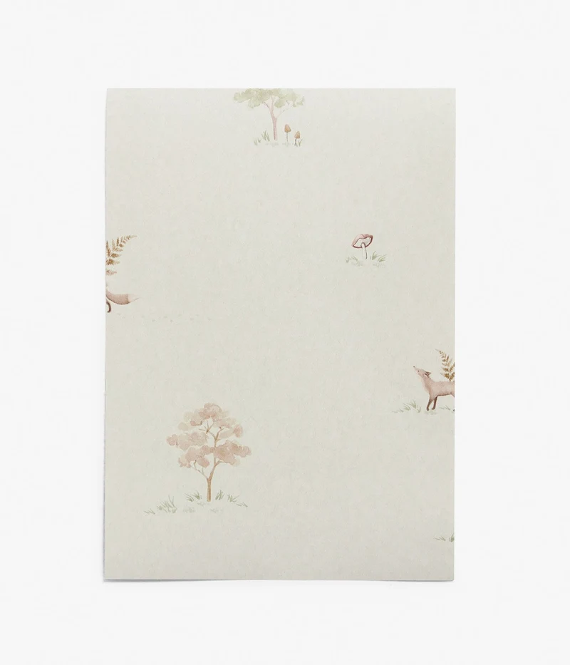 Little Fox beige wallpaper sample