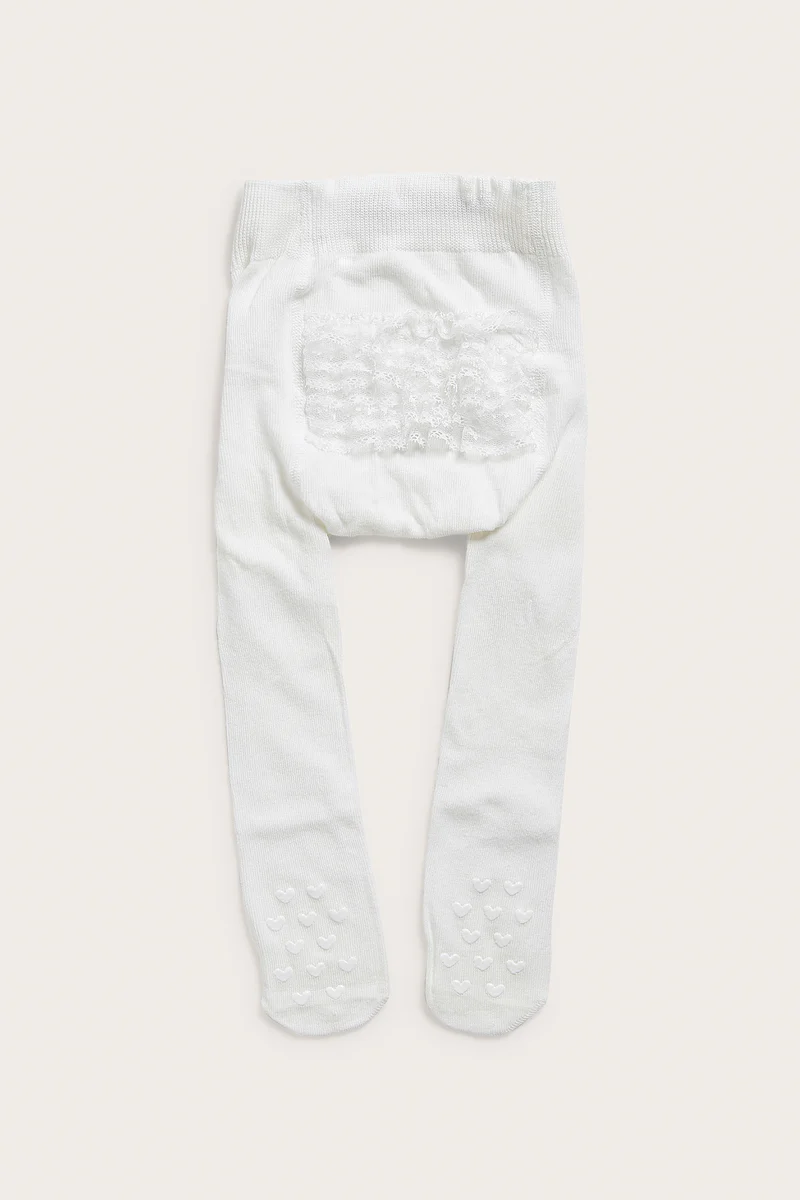 Baby white tights with lace