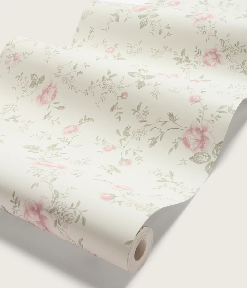 Rose Garden white wallpaper