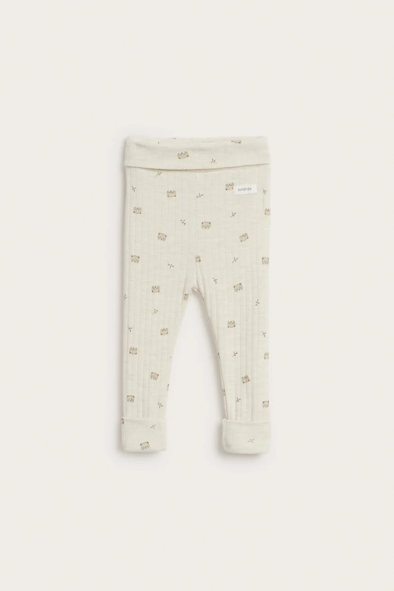 Baby beige wool teddy bear leggings