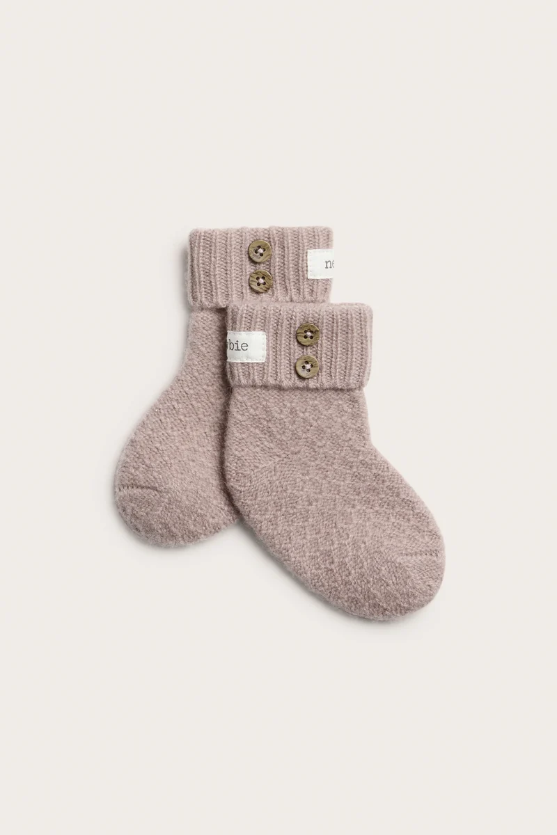 Baby pink wool-cashmere socks