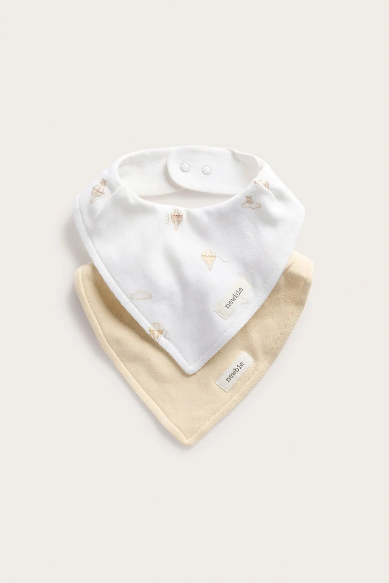 Baby bibs with hot air balloons (2‑pack)