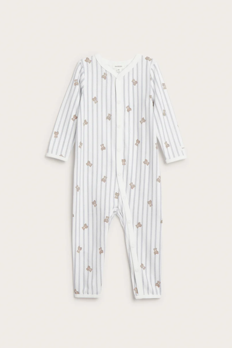 Baby striped teddy bear sleepsuit