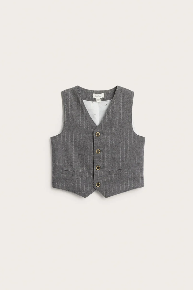 Kids' grey pinstriped waistcoat