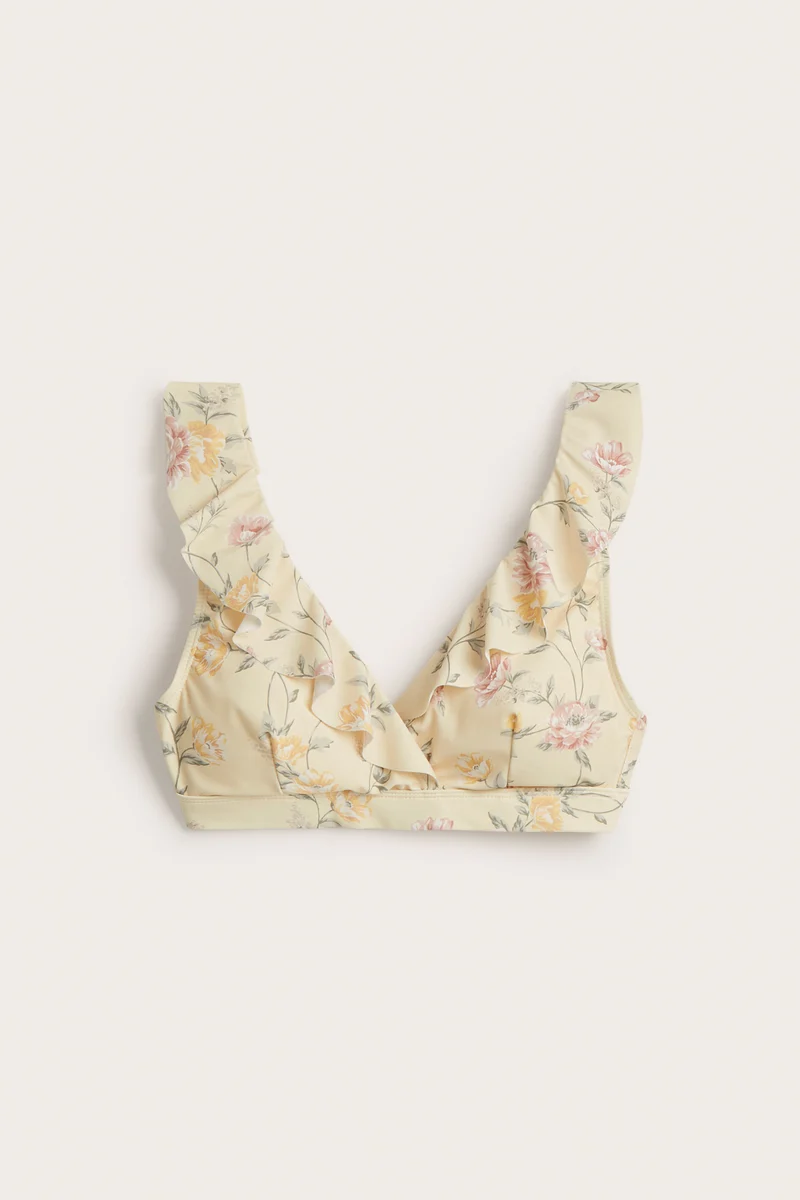 Women's yellow floral bikini top