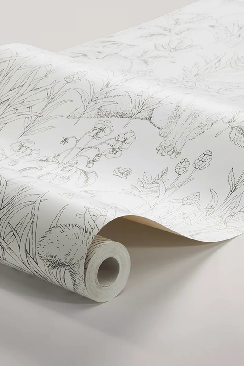 Forest Friends white wallpaper
