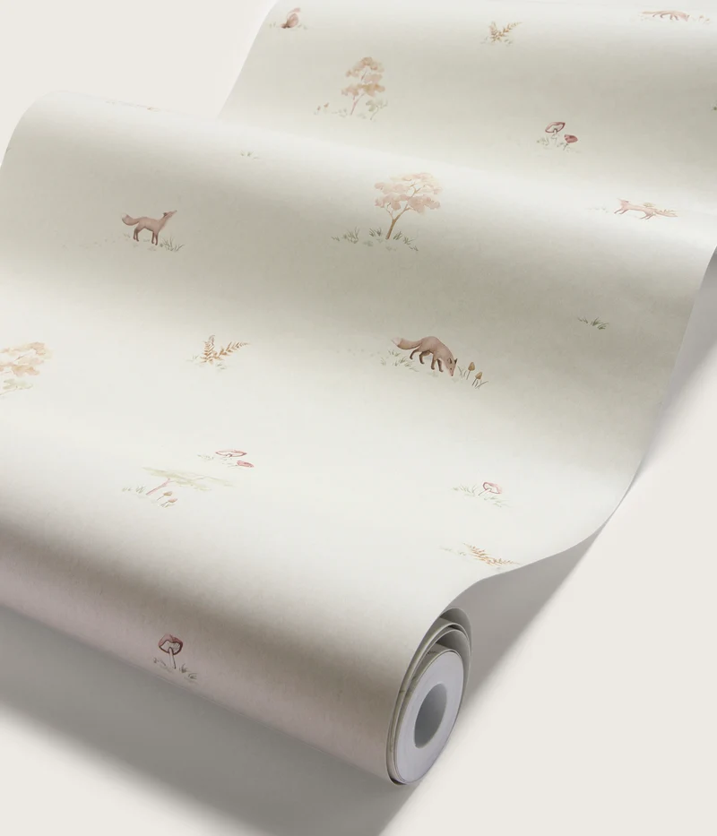 Little Fox beige wallpaper