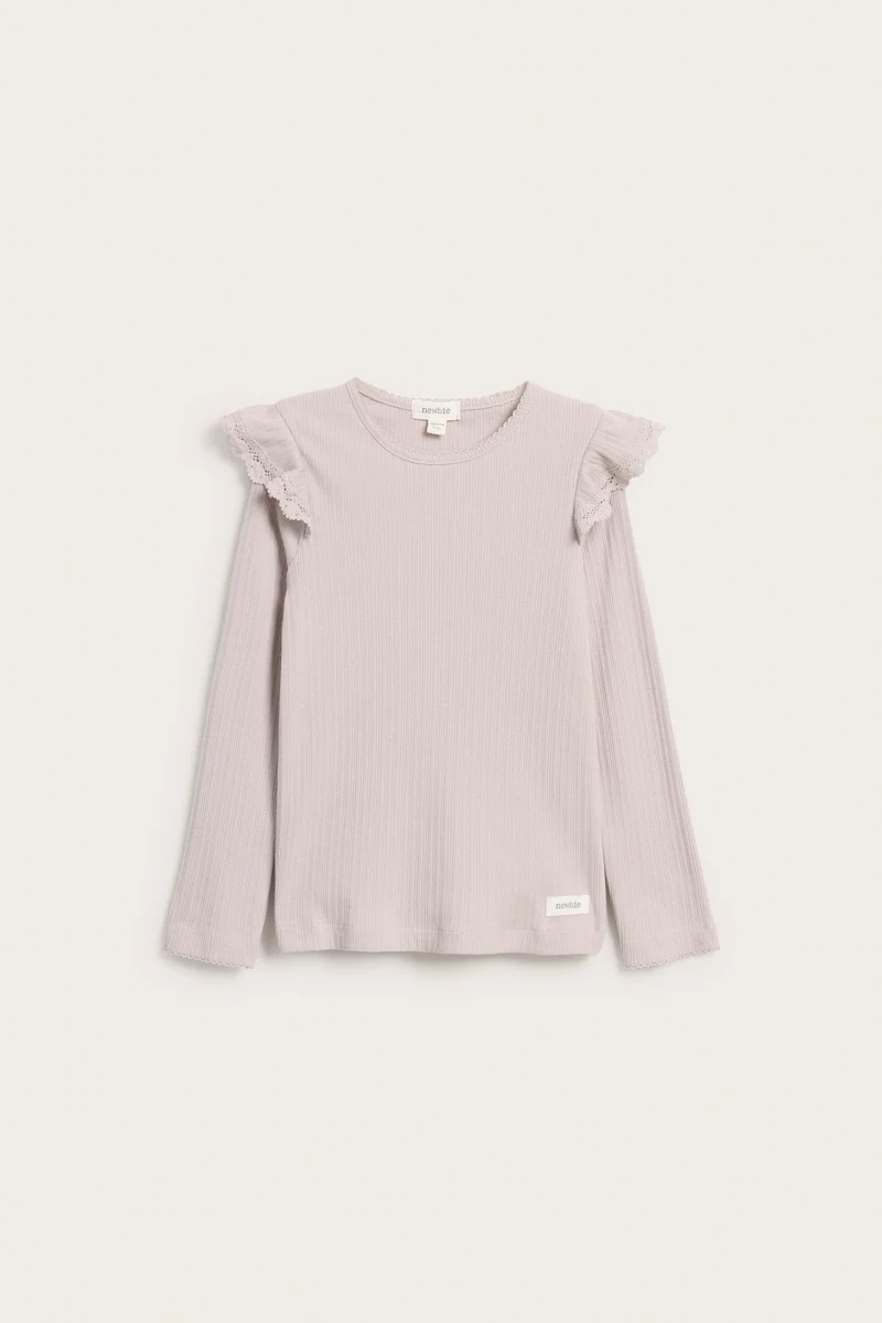 Kids' lilac ribbed top with frills