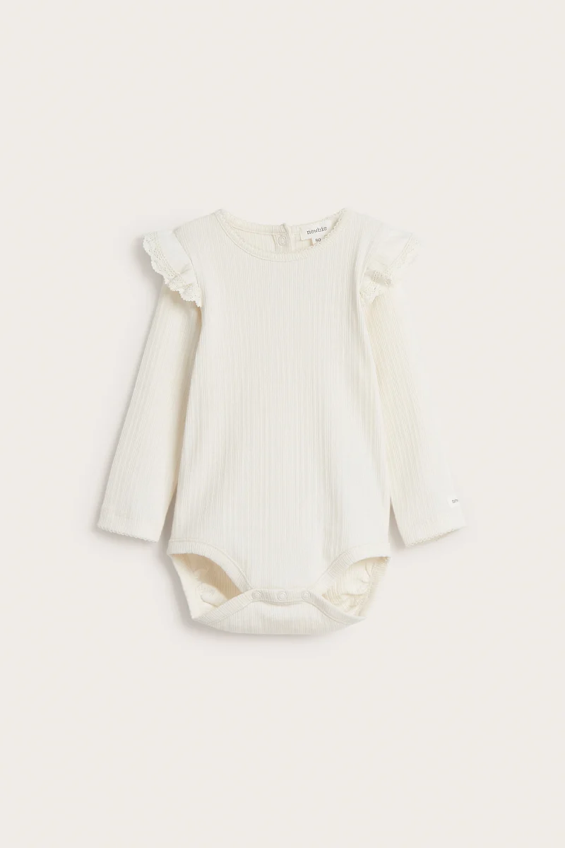 Baby white bodysuit with ruffles