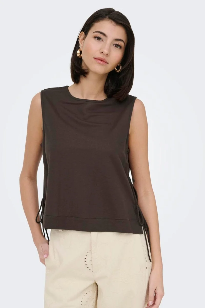 JDY - Jdyleslie S/L Bow Top - 5014870 Chocolate Brown