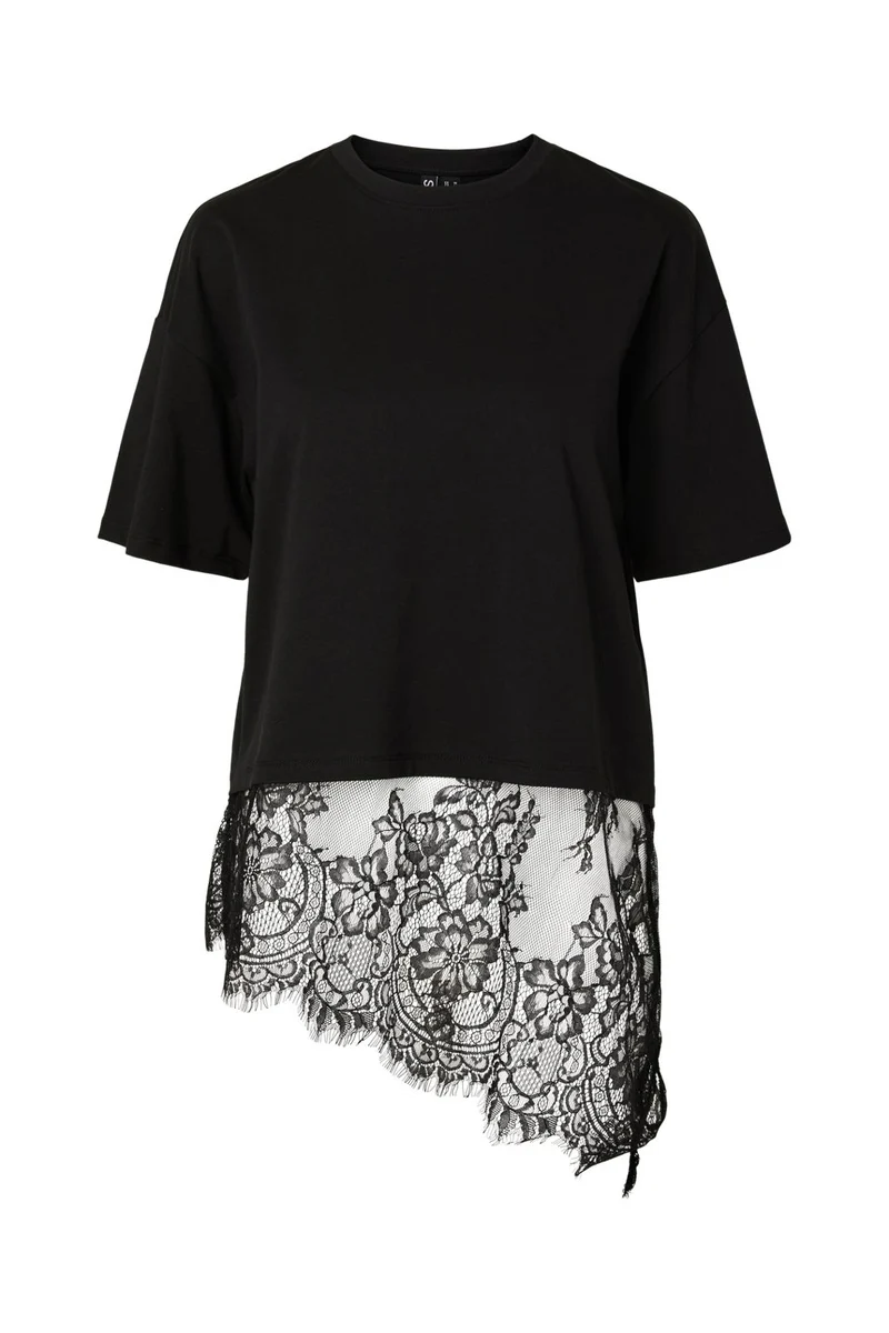 Pieces - Pcmave Ss Lace T-Shirt Dm - 5161686 Black