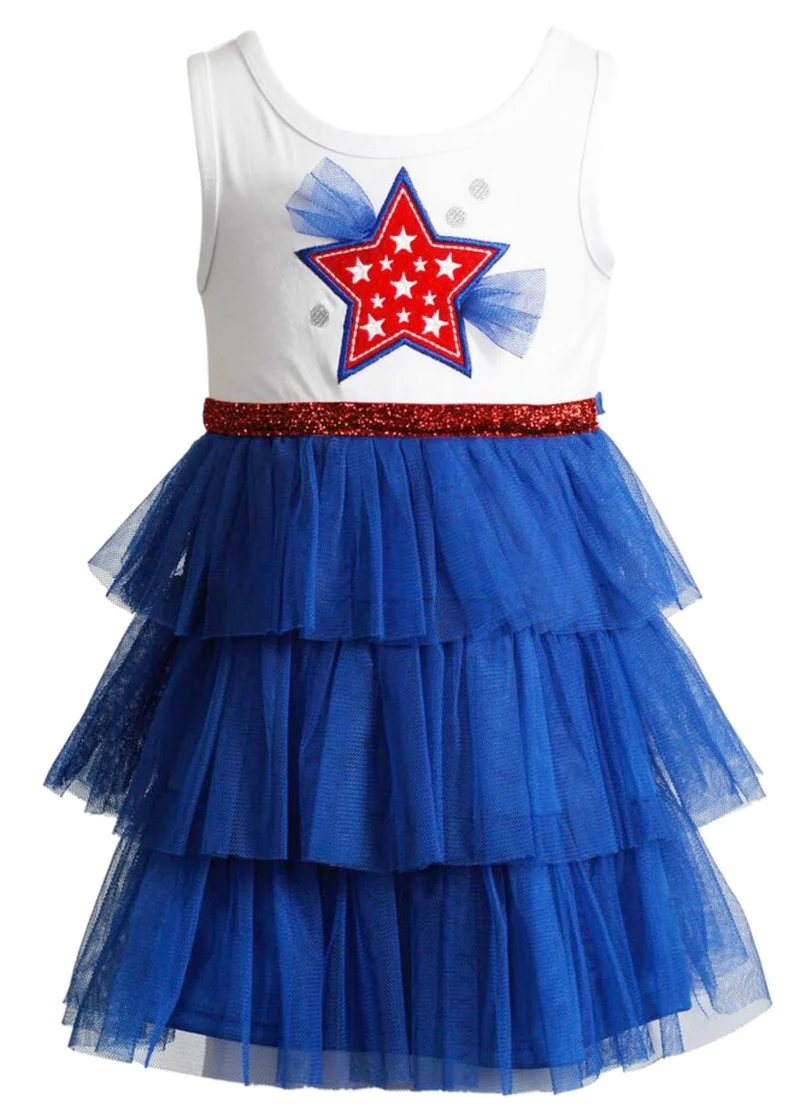Youngland Little Girls Patriotic Star Pageant Tutu Dress