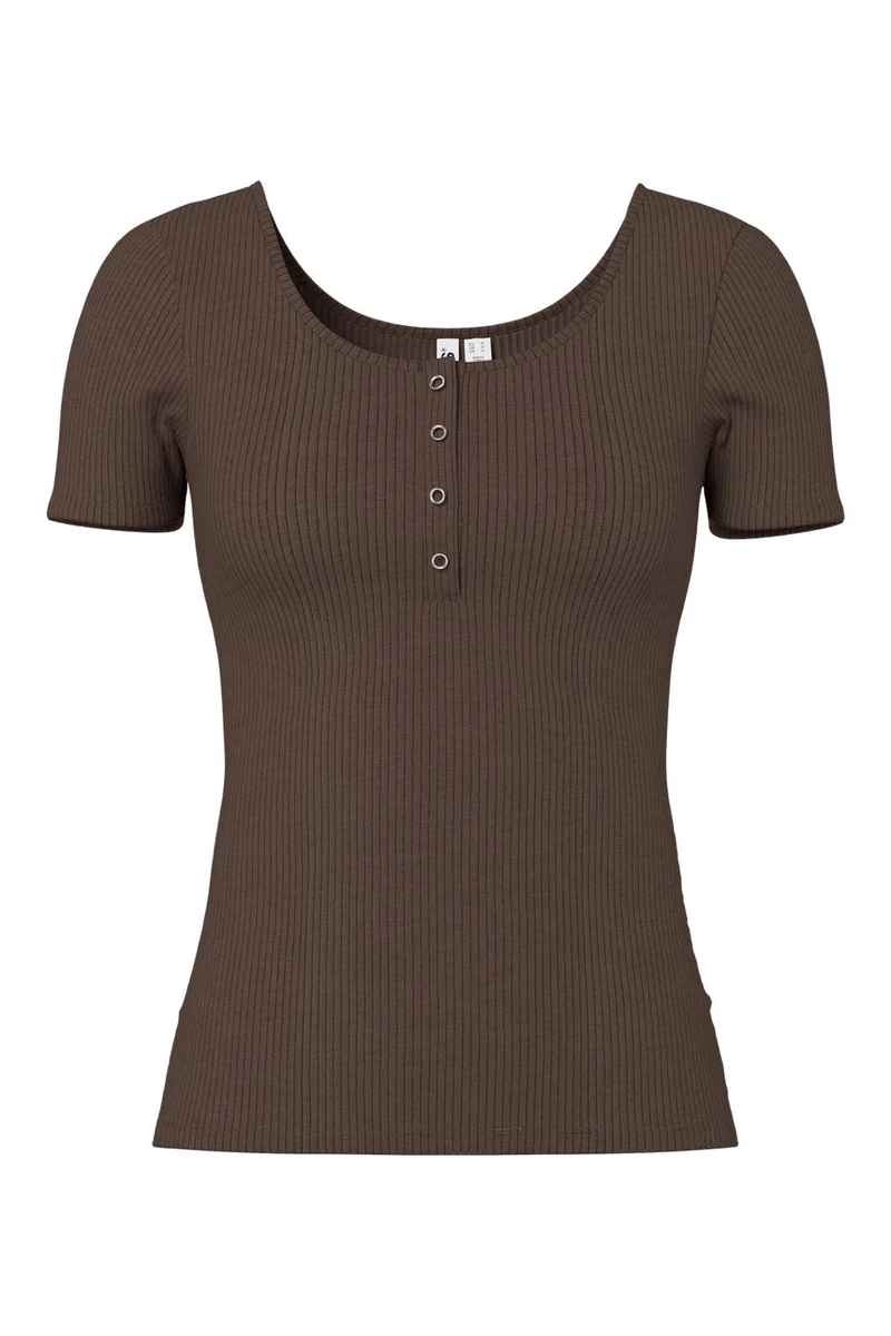 Pieces - Pckitte Ss Top - 5048719 Hot Fudge