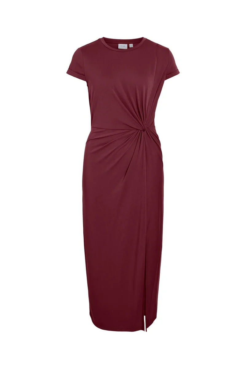 Vila - Vimodala C/S Midi Dress/Vol/1 - 5061351 Tawny Port