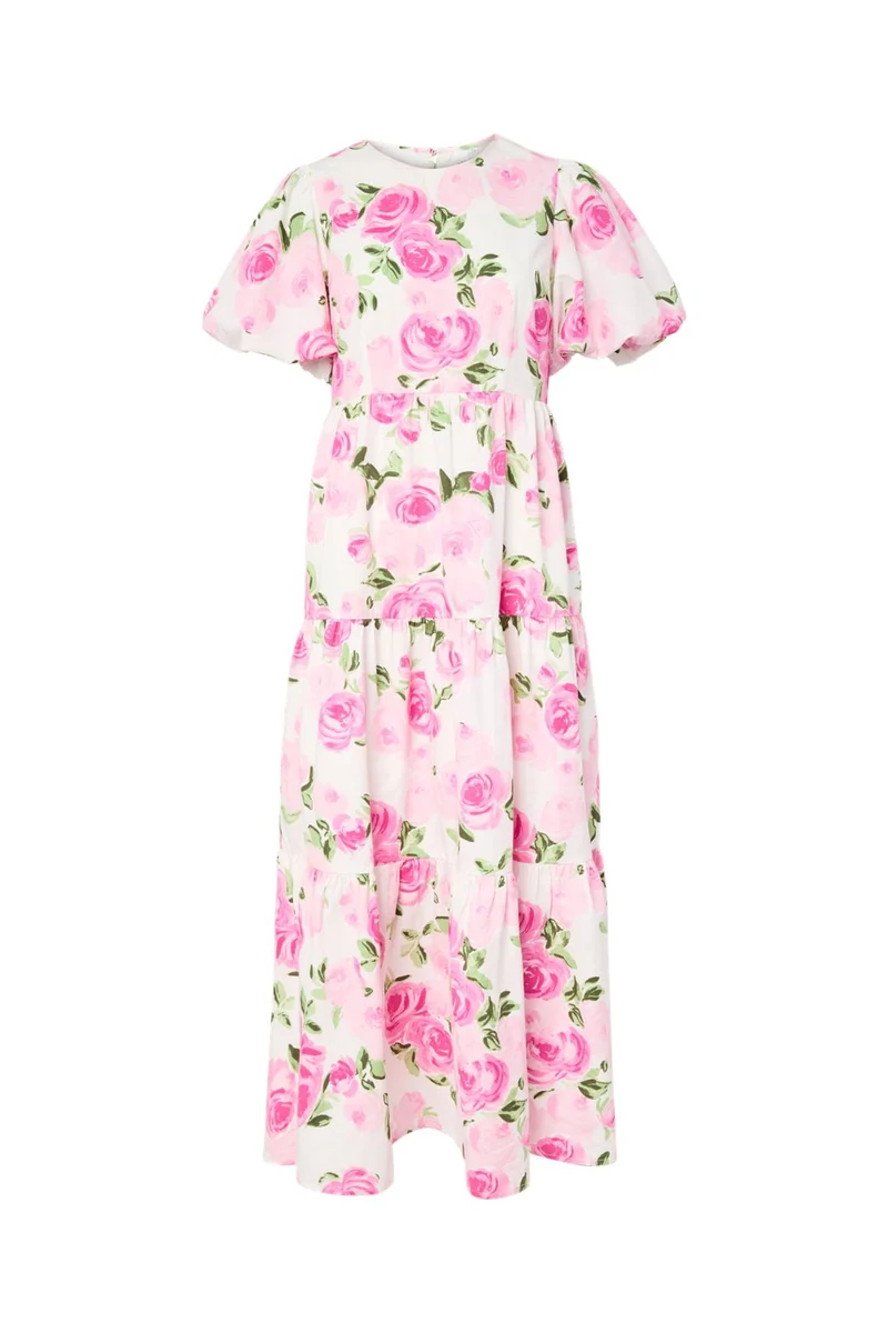 YAS - Yascolea Ss Ankle Dress - 5038687 Star White Pink Emula