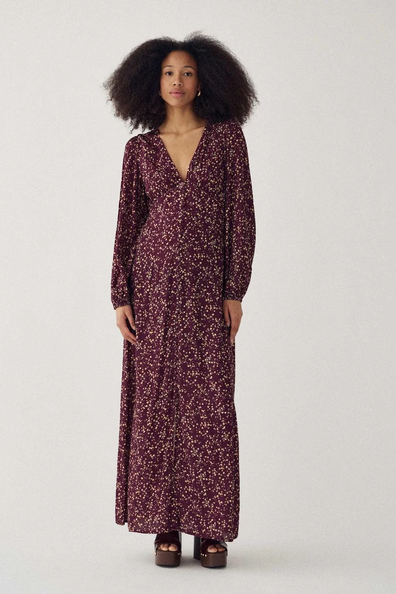 Noella - N-Lilith Maxi Dress 16430001 - 1518 - Donata Winetasting Print