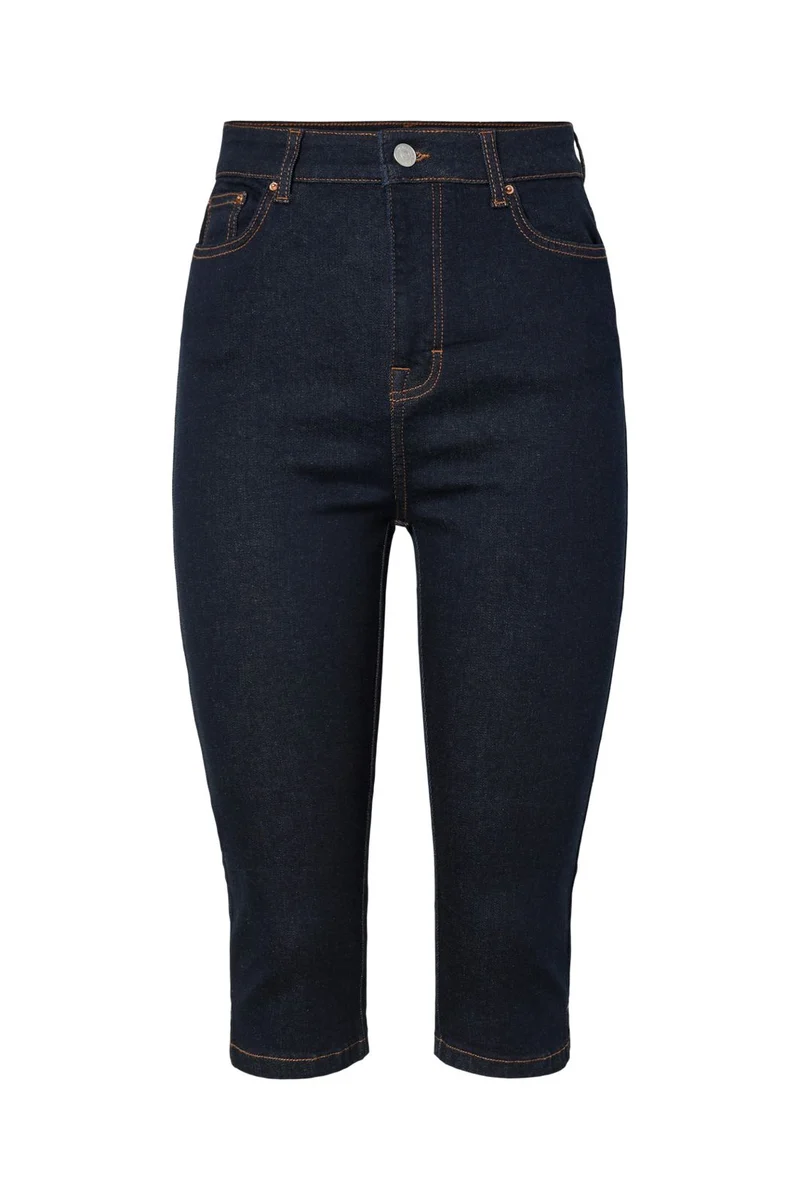 Pieces - Pcdaisy Capri Jeans - 5018627 Dark Blue Denim Rinse