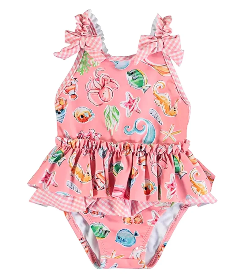 Mayoral Baby or Toddler Swimsuit Coral Ruffle Mermaid One Piece