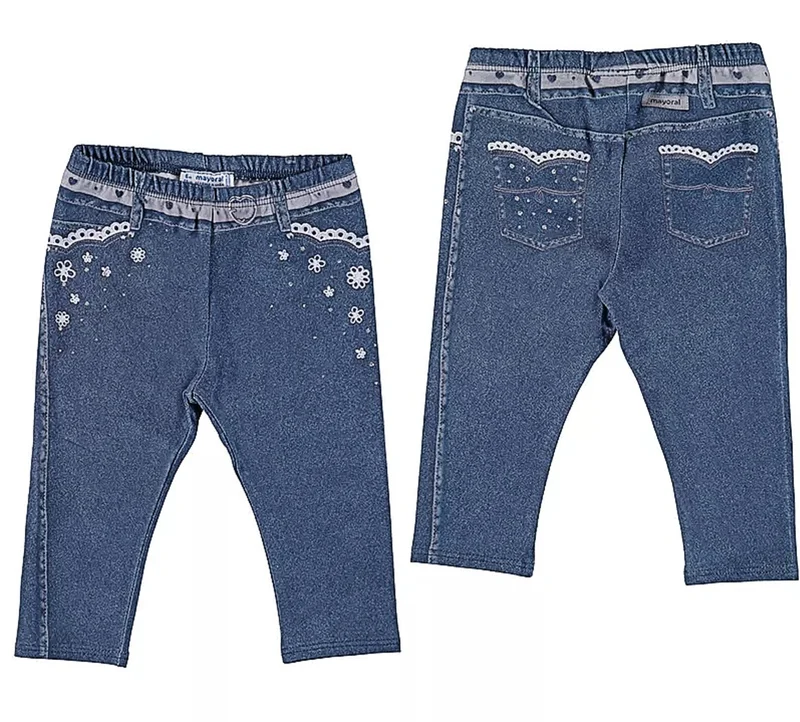 Mayoral Baby Girls Cotton Stretch Knit Legging - Denim Print