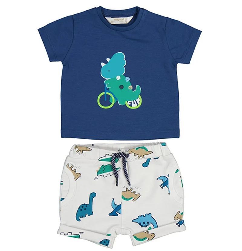 Baby Boys Mayoral Dinosaur Ocean Blue Short Set