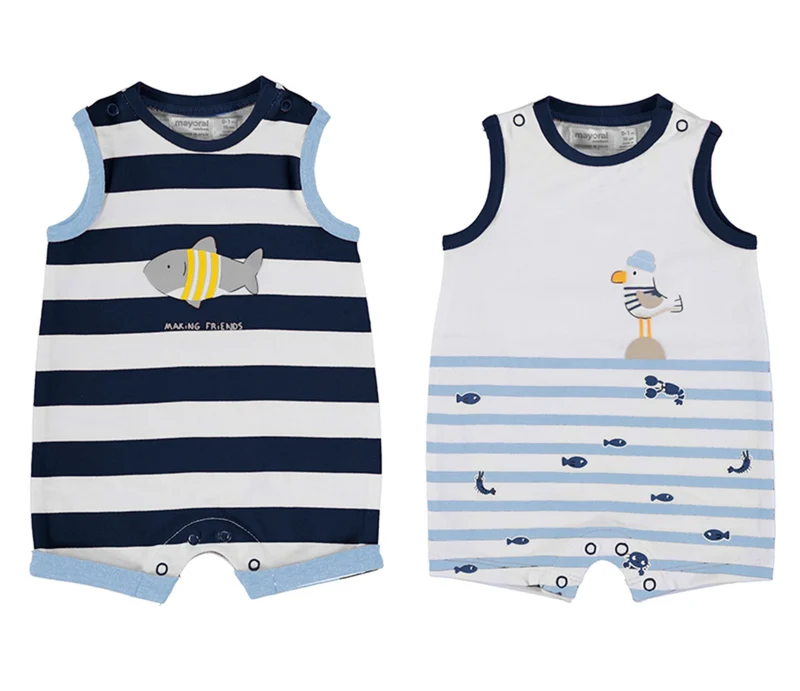 Mayoral Nautical Sleeveless Romper Set - 2 Pc Set