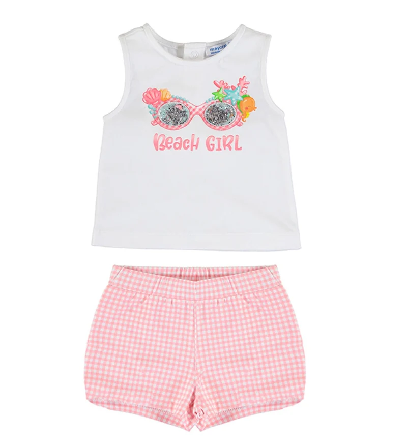 Mayoral Baby Beach Girl Gingham Short Set