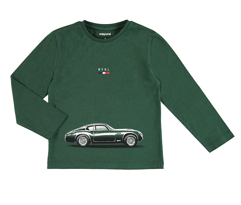Mayoral Boys Long Sleeved Cotton Car Tee Shirt