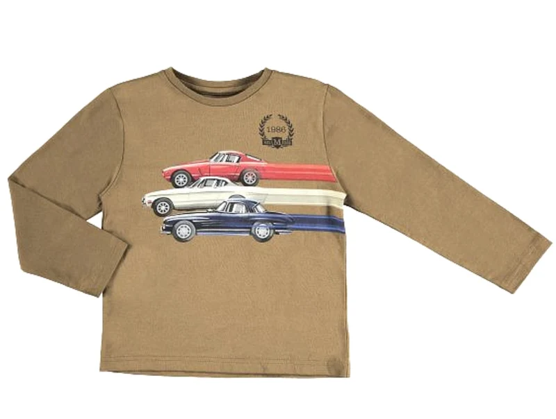 Mayoral Three Vintage Cars Long Sleeved Tee Shirt