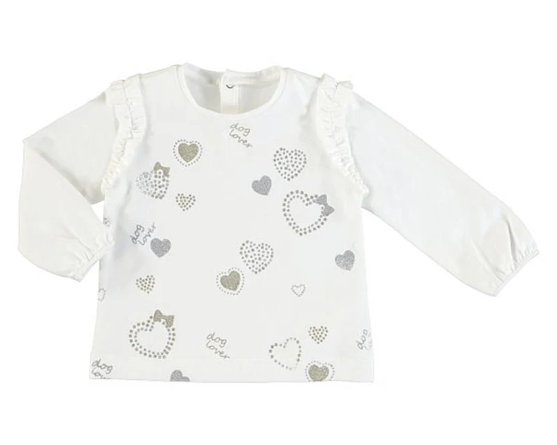Mayoral Infant Girls Ruffle Dog Love Long Sleeved Tee