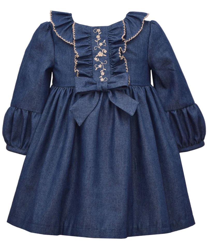 Toddler Girls Fall Denim Ruffle Dress