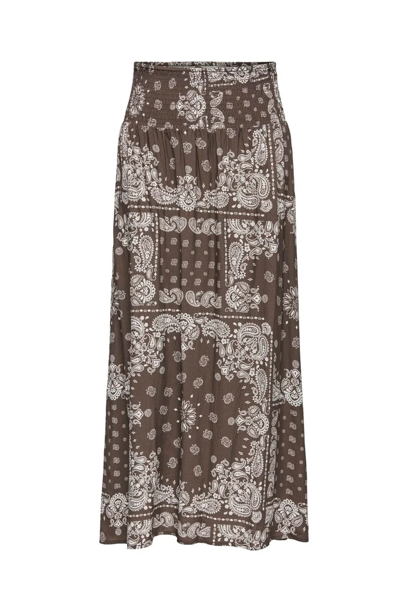 Only - Onlsaki Ambel Long Band Skirt - 5016282 Chocolate Martini Brown Bandana