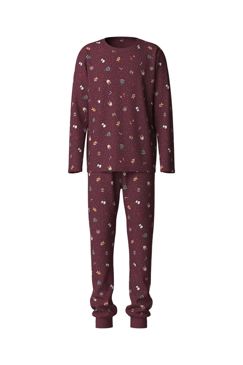 Name It - Nanvismas Ls Nightset - 5124798 Burgundy Christmas