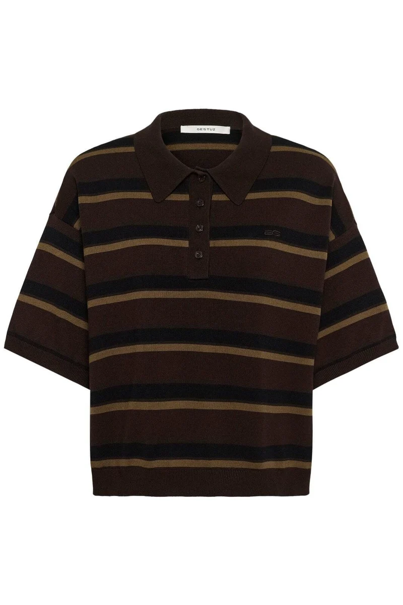 Gestuz - Gztaia Ss Polo Pullover 10910933 - 110053 - Molé/Black/Military Olive