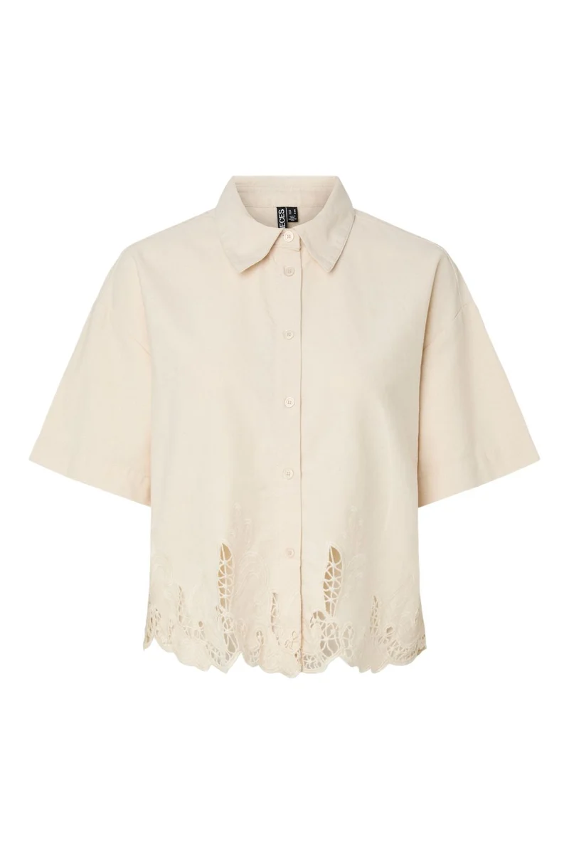 Pieces - Pcpiper Ss Denim Shirt - 5012263 Ecru