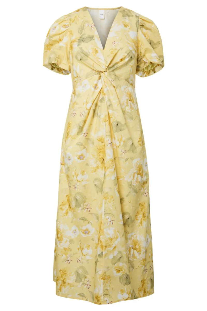 YAS - Yasstray Ss Midi Dress - 5086730 Pale Banana Lemon Print