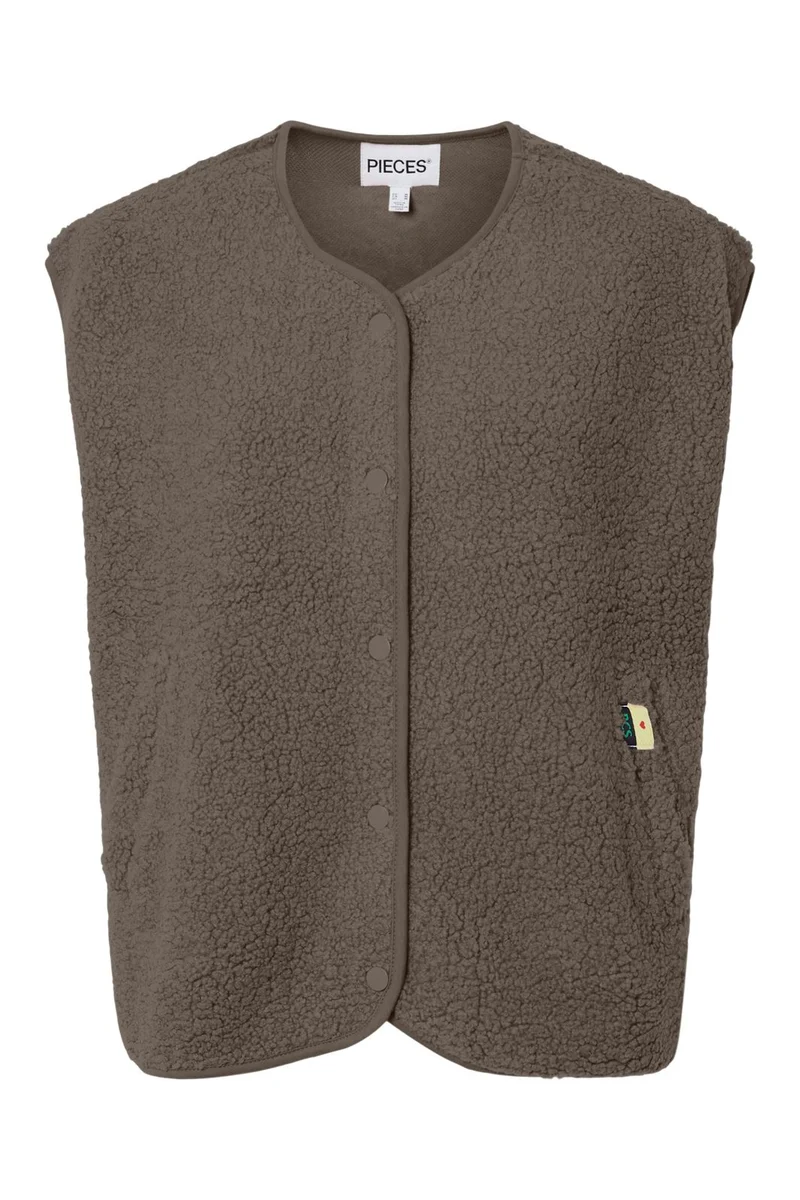 Pieces - Pckatty Teddy Vest - 5098427 Morel