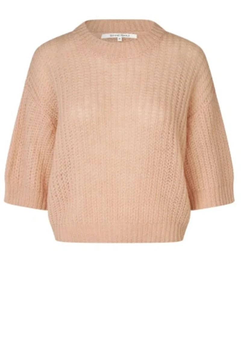 Second Female - Glora SS Knit Pullover 61299 - 3077 Cream Tan